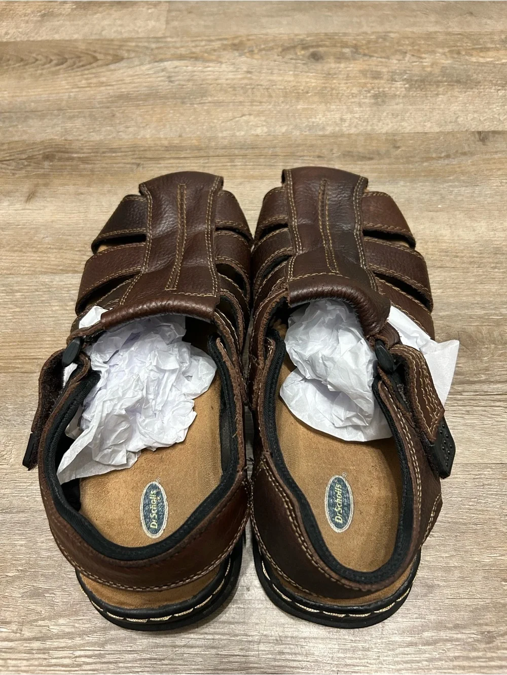 Dr. Scholl's Gaston Men's Size 12 Brown Leather Fisherman-Style Sandals